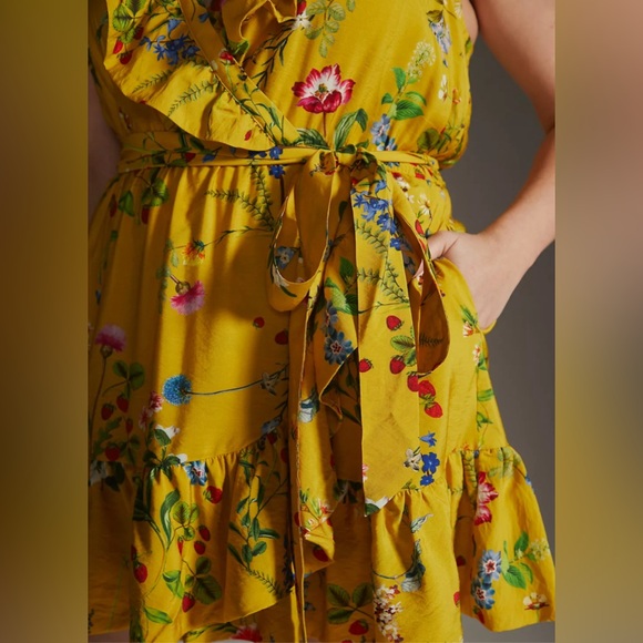 Anthropologie Maeve Floral-Wrap Mini Dress NWT - Picture 7 of 13